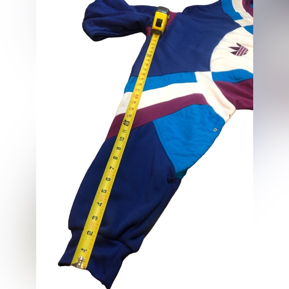 ADIDAS TEAM COLOR BLOCK 90s VTG SWEATSHIRT HOODIE PULLOVER TOP L PURPLE BLUE - Picture 9 of 9